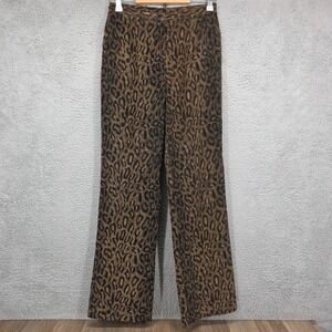 BellePointe Vintage Leopard Print Corduroy Pants Brown Black High Rise‎ Size 4